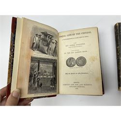 Bertin M. & Breton M.: China Its Costume, Arts, Manufactures etc. 1812 Stockdale London. Four volumes in one. Hand coloured plates. Half leather binding; Doolittle Rev. Justus: Social Life of the Chinese. 1868. Illustrated. Rebound in half morocco with marbled boards; and three other books of eastern interest (5)