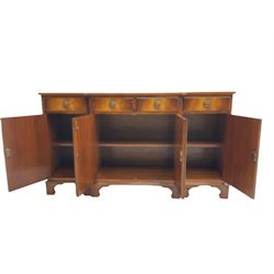 Reprodux Bevan Funnell - mahogany breakfront sideboard, fitted with four drawers, above four cupboards, on bracket feet