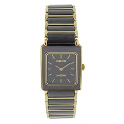 Rado DiaStar ladies gold plated and black ceramic quartz wristwatch, model No. 153.0283.3