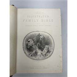 19th century The Illustrated Family Bible with Explanatory Critical & Devotional Commentary, published by  A Fullarton & Co, leather-bound with gilt decoration to cover, with the family register filled in for the Duggleby & Dunn family of Beverley