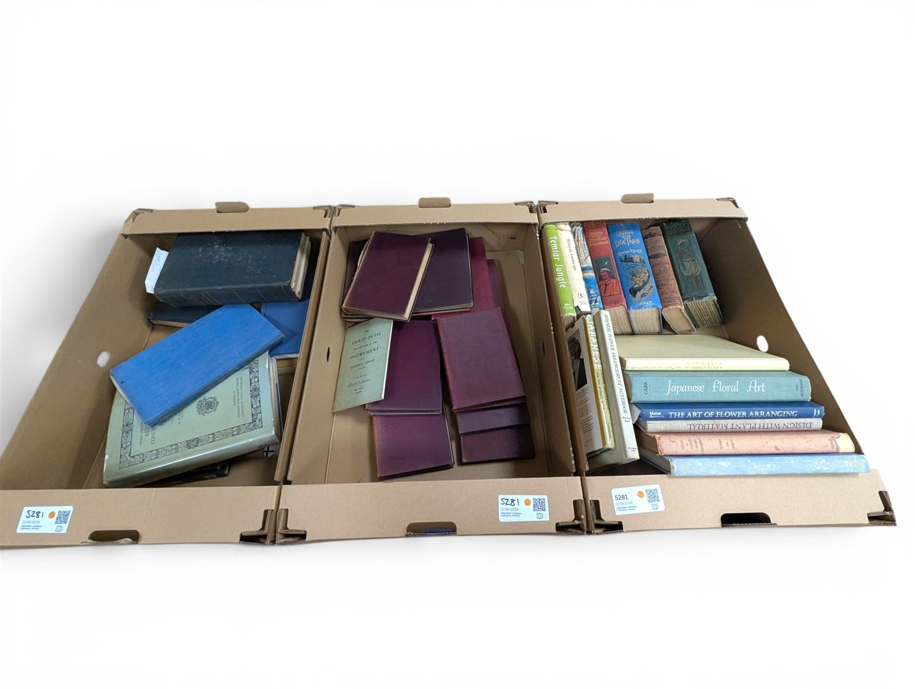 Collection of books, including John Slimming; Temiar Jungle, Duck Lake; Stories of the Canadian Backwood, The Art of Japanese Flower Arranging, engineering books and The Strad library music books, etc 