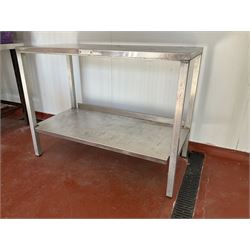 Row Fabrications stainless steel and aluminium two tier preparation table, removable top - THIS LOT IS TO BE COLLECTED BY APPOINTMENT FROM DUGGLEBY STORAGE, GREAT HILL, EASTFIELD, SCARBOROUGH, YO11 3TX