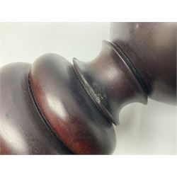 19th century large treen turned hardwood goblet, upon double knopped stem and circular foot, H23.5cm 