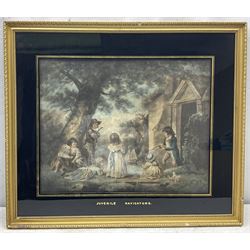 William Ward (British 1766-1826) after George Morland (British 1763-1804): 'Juvenile Navigators', hand-coloured mezzotint pub. John Raphael Smith (1751-1812), London 1789, 58cm x 68cm, in original verre eglomise frame
