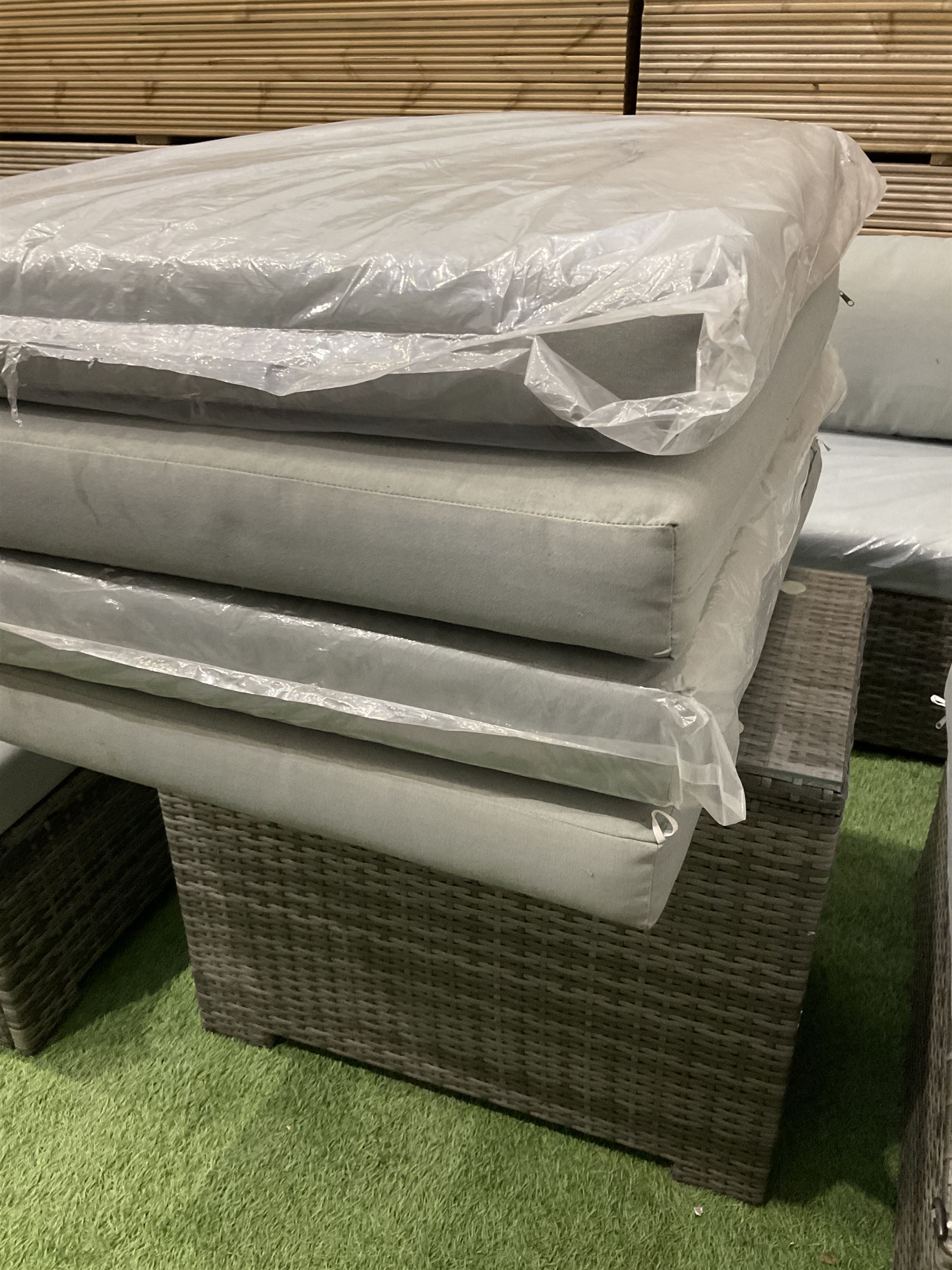 Rattan garden sofa set, with spare cushions  - THIS LOT IS TO BE COLLECTED BY APPOINTMENT FROM DUGGLEBY STORAGE, GREAT HILL, EASTFIELD, SCARBOROUGH, YO11 3TX