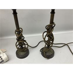 Two pairs of table lamps with shades etc