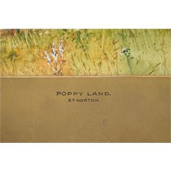 Fred Hines (British 1875-1928): Landscape with Thatched Cottage, oil on board signed; together with Ed Norton (British 19th/20th Century): ‘Poppy Land’, signed titled and dated max 19cm x 40cm (2) (one unframed)