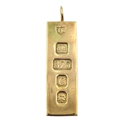 9ct gold ingot pendant hallmarked, approx 31.92gm