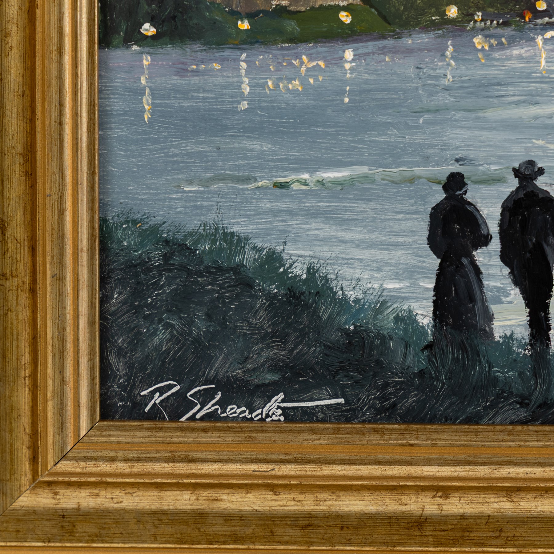 Robert Sheader (British 20th century): Scarborough Harbour at Dusk, oil on board signed 29.5cm x 39cm