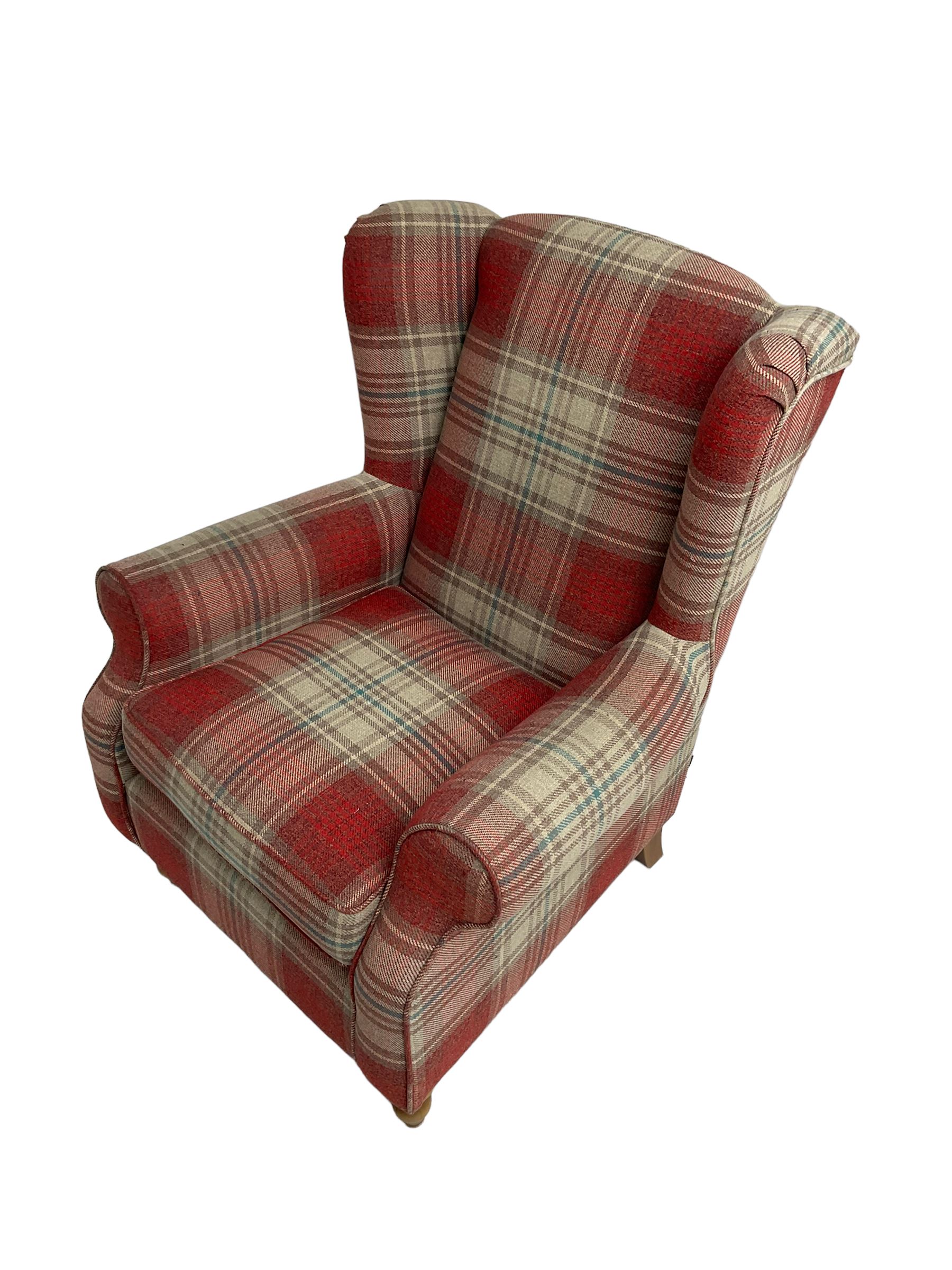 Next Home - wingback armchair, upholstered in checkered fabric 