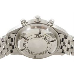 IWC (International Watch Company) Schaffhausen Pilot gentleman's stainless steel automatic chronograph wristwatch, Ref. 371704, serial No. 3362918, black dial with day / date aperture, boxed with additional links and guarantee card dated 2008