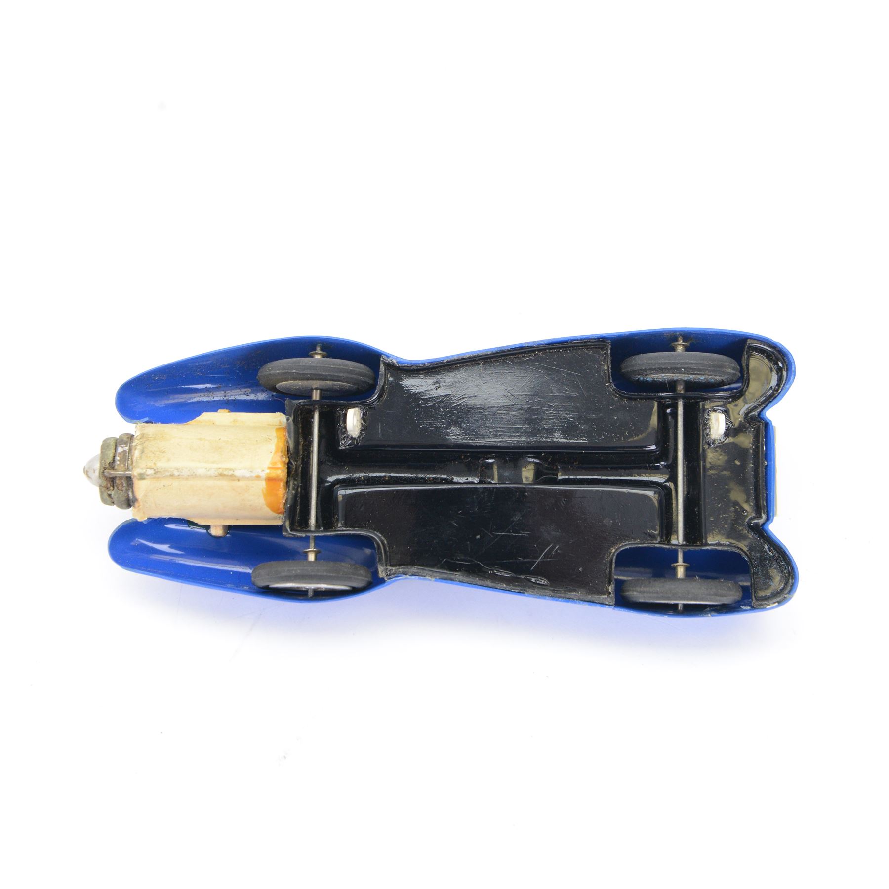 Jetex Jet Propelled Racing Car, with blue plastic body no. 12, in original box with instructions and two tins of solid fuel charges