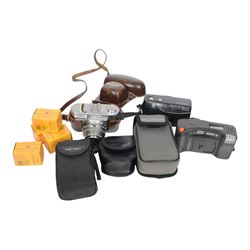 Collection of cameras, including Agfa 780, Minolta Riva GT, Olympus Trip XB3 and Voigtland...