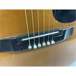 Harmony Model H6360 acoustic guitar in mahogany with spruce top, L103cm overall; and 1970s B&M (Barnes & Mullins) Concert Grande acoustic guitar, L101.5cm overall; each in hard carrying case (2)