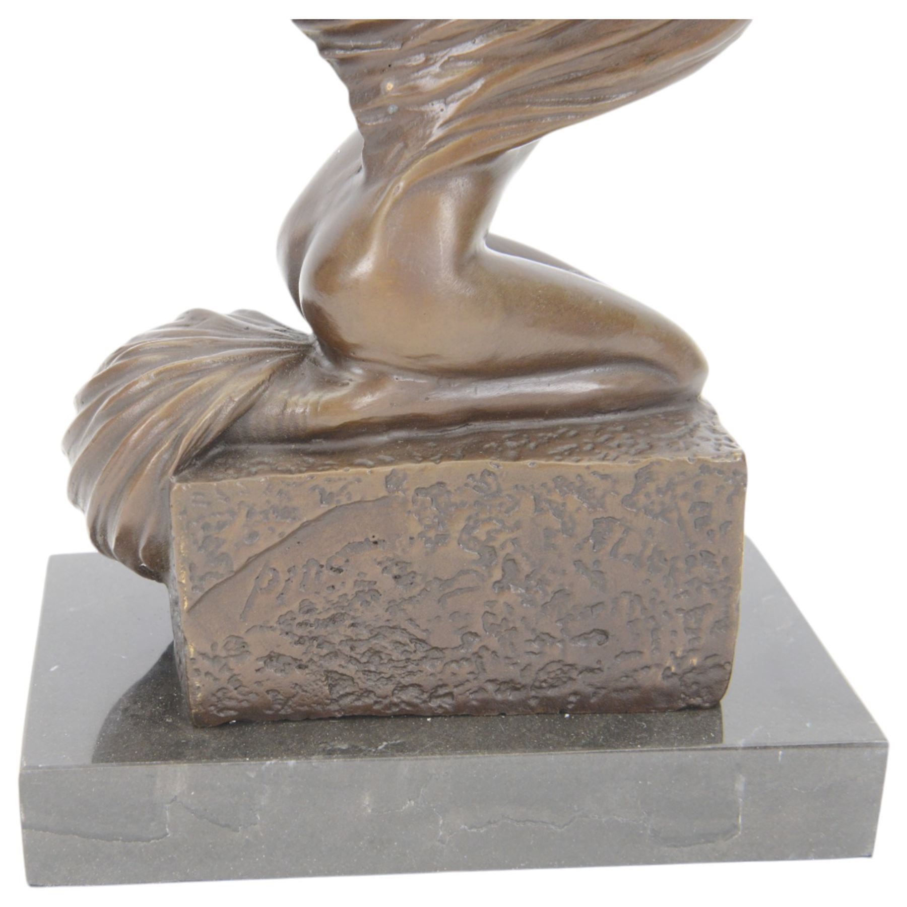 Bronze Sagittarius figure, modelled as a nude female figure with bow and arrow, signed Pino to base, upon marble plinth, H25cm 