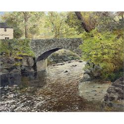 French (20th century): Stone Bridge, oil on board signed and dated 1974, 50cm x 60cm