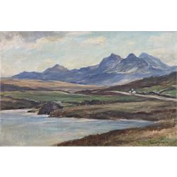 Owen Bowen (Staithes Group 1873-1967): 'The Five Peaks of the Snowdon Range', oil on canvas signed, original title label verso 40cm x 60cm 
Provenance: exh. Royal Cambrian Academy 1955 No.74; by direct descent through the artist's family, never previously been on the market