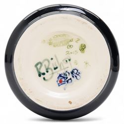 Moorcroft Buckingham Orchid pattern vase, of elongated waisted form, signed by Rachel Bishop, painted marks to base, H31cm 