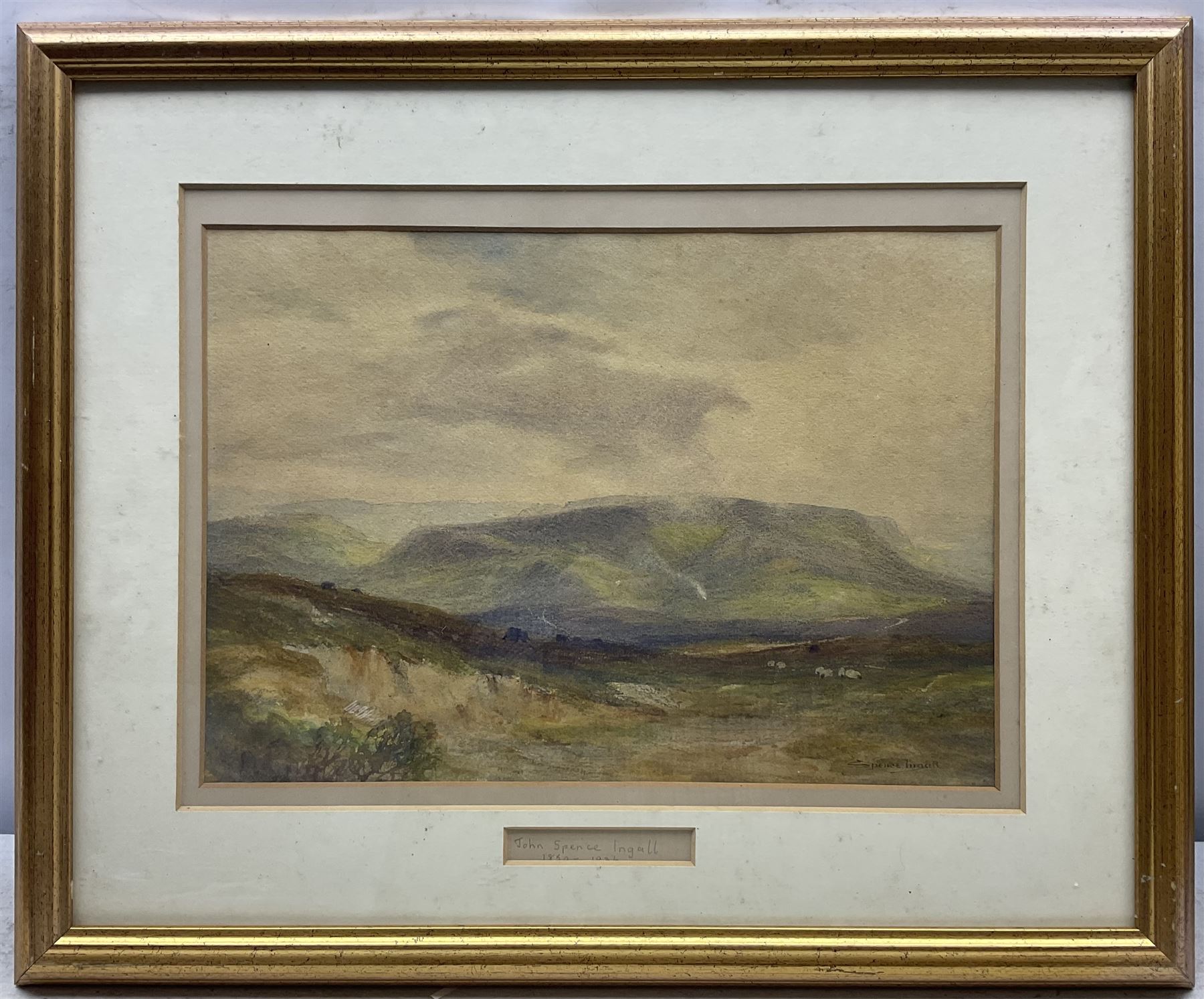 John Spence Ingall (Staithes Group 1850-1936): Misty Moorland, watercolour signed, with a similar painting verso (within frame) 26cm x 38cm