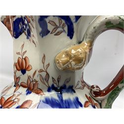 Mason's Ironstone jug with serpentine handle, and a late 20th century footed jardiniere with twin handles, tallest H23cm