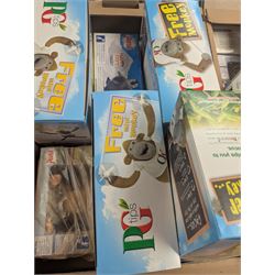Limited edition collectables, including PG Tips monkeys, Paddington Marmite, Persil Madagascar puppets, Persil Mr Men soft toys, etc, some boxed, in two boxes  