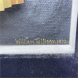 William Tolliday yellow metal study of a Russian Church, upon painted background within velvet and gilt wood frame, signed and dated to corner, H31cm