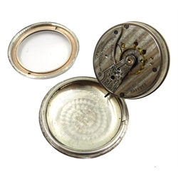  Waltham large silver pocket watch inside back case stamped C.W.C Co patented safety pinion 925/100  fine silver  