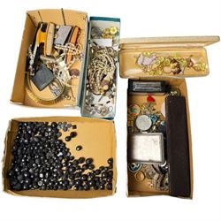 Collection of costume jewellery, jet beads and other collectables