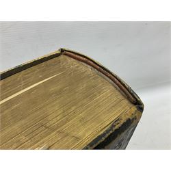 Victorian The Family Devotional Bible, by Rev Matthew Henry, pub. London and New York, The London Printing & Publishing Co, circa 1860, with steel engraving plates and gilt edges, L35cm