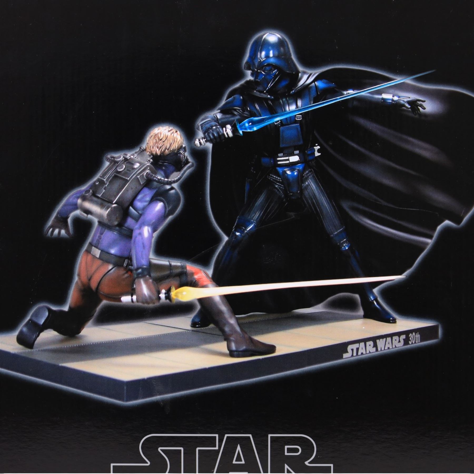 Limited edition Kotabukiya Craftsmanship Art FX Star Wars 1:7 scale pre-painted model kit 'Luke Skywalker vs. Darth Vader (Ralph Mcquarrie Version)', boxed with instructions