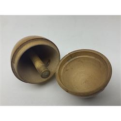 Collection of Mauchline ware relating to sewing, to include four ovoid shaped thimble cases, hinged lid thimble case and needle cases (12) 