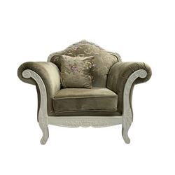French style white finish armchair, upho