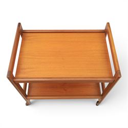Brdr. Furno - teak tea trolley, two tiers with handles, raised on square supports on castors
