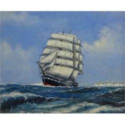  Jack Rigg (British 1927-): Clipper off Flamborough Head, oil on board signed 42cm x 50cm  DDS - Artist's resale rights may apply to this lot      