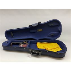 1920s continental large viola with 42cm two-piece maple back and ribs and wide grain sprucewood top with guarnerie sound holes, bears label 'Werner Alajos Budapest', overall length 69cm; in modern carrying case