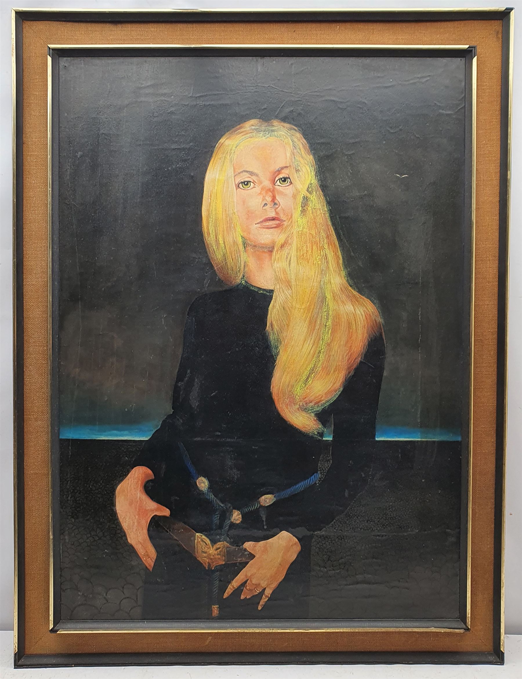 Patrick Rixson (Welsh 1940-1974): 'The Blonde Bombshell', oil on paper laid on board signed and dated '71, 98cm x 70cm 
Provenance: given to a friend of the artist then by family descent