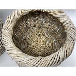Pair of baskets, together with a wooden stool and waste paper basket