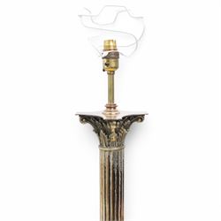 Large Corinthian column table lamp on stepped base H60cm excluding fitting