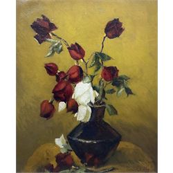 Ernest Higgins Rigg (Staithes Group 1868-1947): Still Life of Roses, oil on board signed and dated '36, 56cm x 46cm