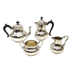  Four piece silver tea service by Wakely & Wheeler, London 1942, approx 59oz  