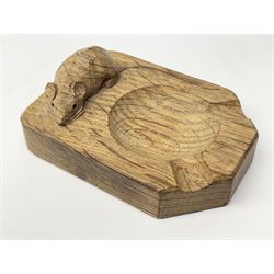 'Mouseman' oak ashtray carved with mouse signature, by Robert Thompson of Kilburn 