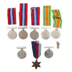 Collection of WWII medals, comprising 1939-1945 Star, four War Medals and three Defence Me...