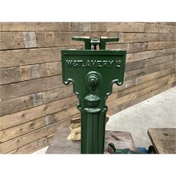 Two pairs of Victorian cast iron potato scales, one damaged with a 5kg weight