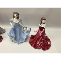 Nine Coalport figures, including Age of Elegance Evening Promenade, The Lovely Lady Christabel and Ladies of Fashion Pamela, together with eight miniature Coalport figures