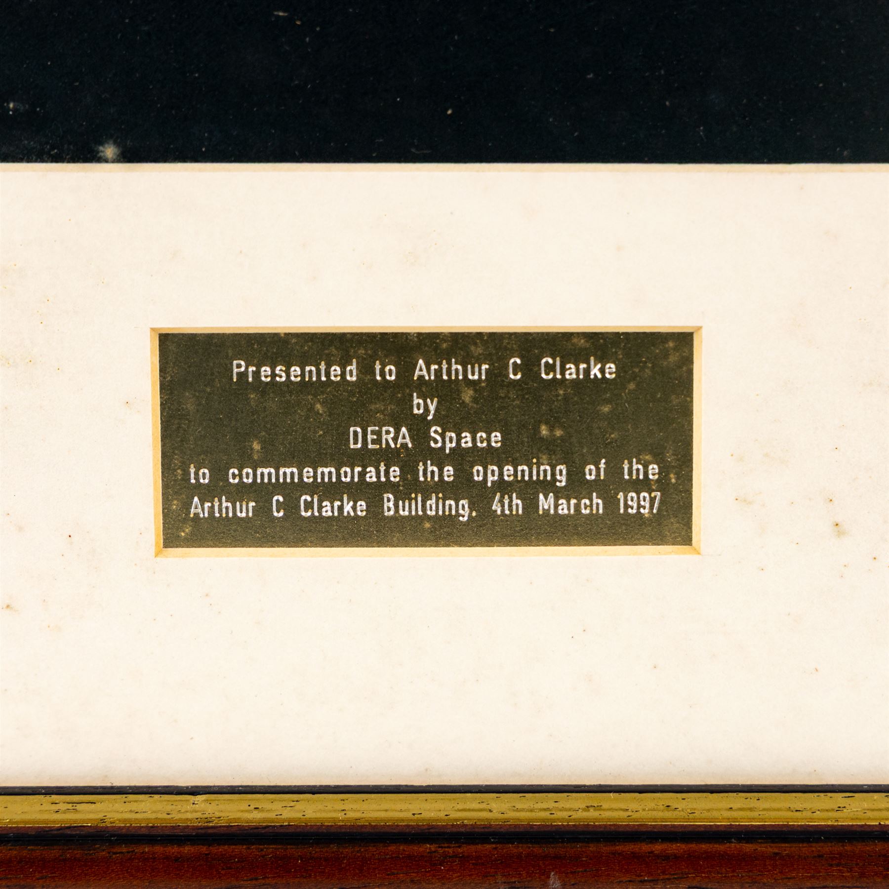 Stanley McMurtry (Mac) (British 1936-) original cartoon presented to Arthur C Clarke by the artist and the Daily Mail 1996, together with other items gifted to Arthur C Clarke, including Annigoni limited edition print of Sri Lankan model Sharmini signed and dedicated to Arthur and his brother by the model, two framed images of Earth, a Russian address book with a hand-written dedication to the first page and a framed image of a 22cm Ion Thruster, largest H85cm

Notes: This item is from the private collection of Arthur C. Clarke's brother.