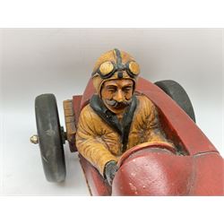 Four Franklin Mint Precision Models, one with hardwood body; large reproduction model of a vintage racing car L52cm; and four other modern metal/wooden models of vintage cars; all unboxed (9)