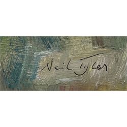 Neil Tyler (British 1945-): Selwick Bay Flamborough Head, oil on board signed 51cm x 101cm