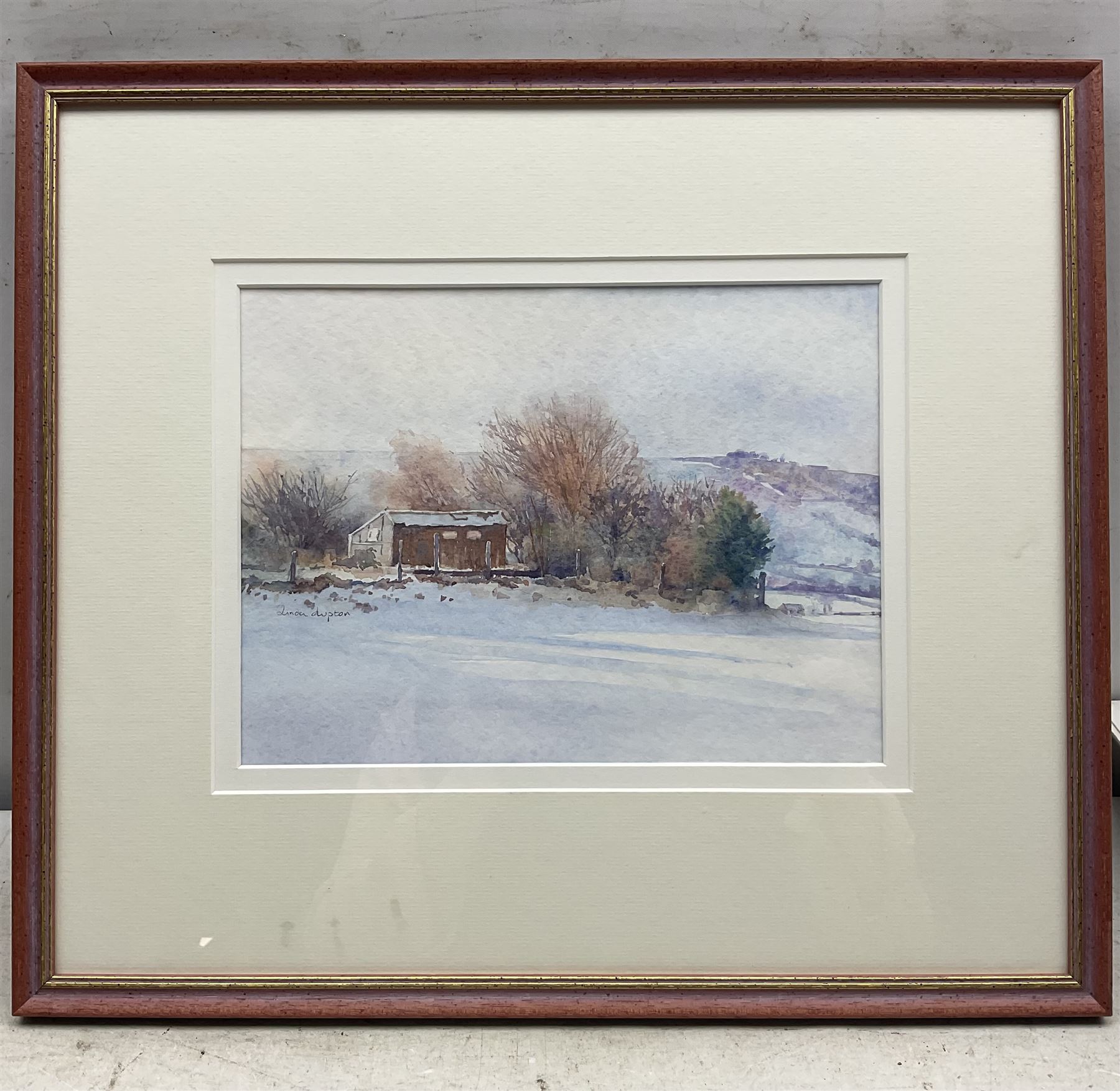 Linda Lupton (Northern British Contemporary): Snowy Barn, watercolour signed 19cm x 25cm
Notes: Linda was elected to Full Membership of The Fylingdales Group of Artists 2013