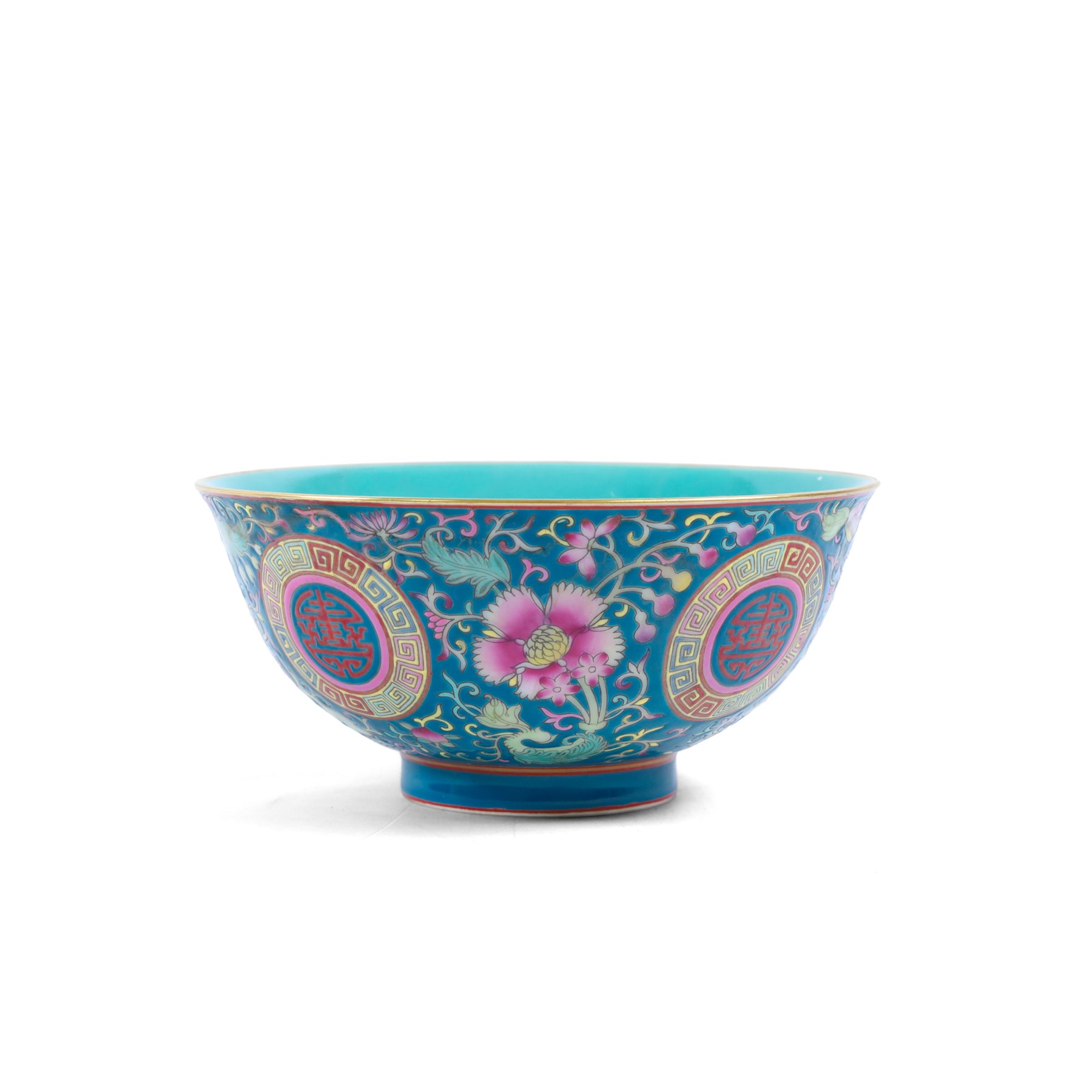 21st century Chinese footed bowl, decorated with floral decoration, H8cm  