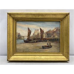 Horace Middleton (British exh.1902-1919): 'Whitby Harbour at Low Tide', oil on board signed, titled verso 24cm x 34cm